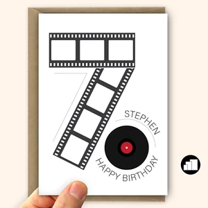 70th birthday card for her or him, personalised mom mum dad, movies music theme - Imagen 1 de 10