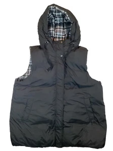 Treasure and Bond Reversible Vest Black and Plaid Women's Size 2XL Puffer Vest  - Picture 1 of 7