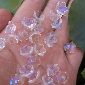 100 piezas cuentas de cristal de murano AB transparente tapa de extremo de flor 7x11 mm hágalo usted mismo artesanía - Imagen 1 de 3