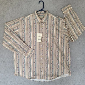 Fieldmaster Shirt Mens XL Khaki Paisley Striped Button Down Long Sleeve NWT - Picture 1 of 10