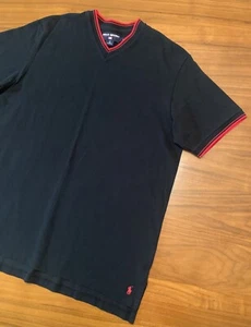 Polo Sport Ralph Lauren V Neck Shirt Mens XL Vintage Black Red Ringer 90s Y2K - Picture 1 of 14