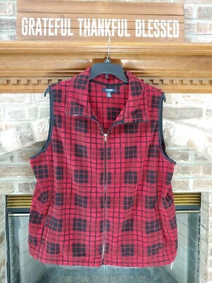 Chaps by Ralph Lauren Women's Sz. 2X Black/Red Plaid Flannel Vest NWT - Image 1 of 4