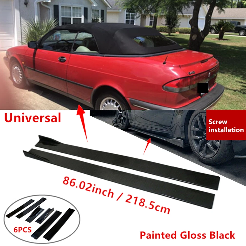 86" Fit For Saab 900 1994+ Side Skirt Lip Extension Splitter Rocker Panel Gloss - Image 1 of 4