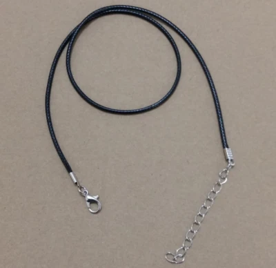 Черный воск кожаный шнур веревки ожерелье 60 + 5 см (24 + 2 дюйма) цепочка омар застежка 2шт - Изображение 1 из 3