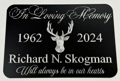 DIAMOND ETCHED PRODUCTS Memorial Grave Marker Sign Custom Diamond Etched Engraved on Aluminum Metal 10x7