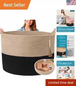 Portable 24" Round XXXL Cotton Storage Basket - Ideal for Living Room & Laundry - Picture 1 of 8