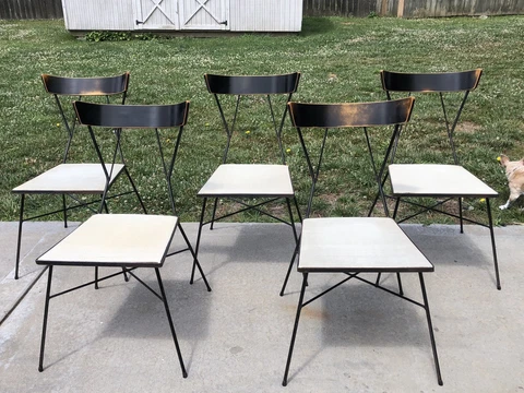 Lot Of 5 Arbuck Style No 76 Wrought Iron Dinning Chairs By Paul McCobb MCM Cover