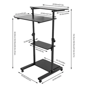 27" Mobiler Stehpult Steharbeitsplatz verstellbar Schreibtischwagen Home Office - Bild 1 von 15