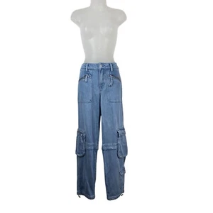 Lucky Brand Jeans Women's Size 2 Denim Cargo Liquid Denim Pockets Homebase - Picture 1 of 12