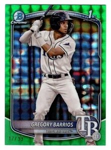Gregory Barrios 2025 Bowman cromo 1er año refractor geométrico verde 17/99 rayos - Imagen 1 de 2