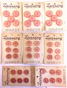 Lot 45 Lansing rosa Kunststoff 2 Loch Knopf Stil 2500 Größe 30 24 Japan Vintage Karten - Bild 1 von 3