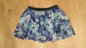 Girl's Justice Blue Floral Sequin Elastic Waist Lined Skirt With Shorts Size 10 - Picture 1 of 5