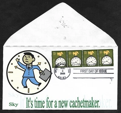 #3762 10c American Clock - Sky FDC Coil Strip of 4 - Image 1 of 2