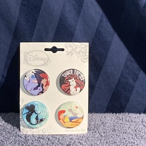 Disney Little Mermaid Set Of 4 Button Pins  K5 - Picture 1 of 8