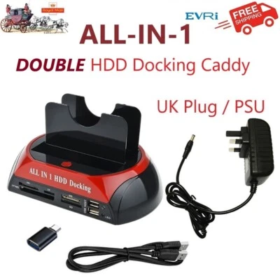 ALL in 1 HDD Docking Station Two-bay Caddy USB to SATA & IDE 2.5" 3.5" PC Mac - Image 1 of 4