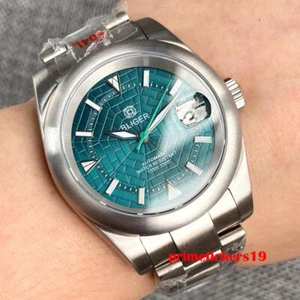 BLIGER 36/39mm NH35A Men Automatic Watch Brushed Bezel Sapphire Date Web Pattern - Picture 1 of 9