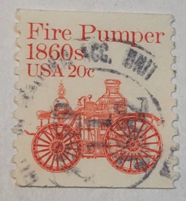 U.S. Postage ~ Fire Pumper 1860's ~ 20¢ Red Stamp ~ Posted ~ 1982 ~ I67 - Image 1 of 4