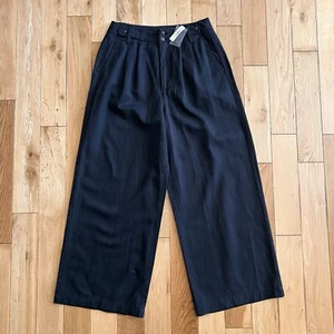 Madewell The Harlow Wide-Leg Pant Drapey Twill Womens 4 Black Linen Blend $118 - Picture 1 of 8