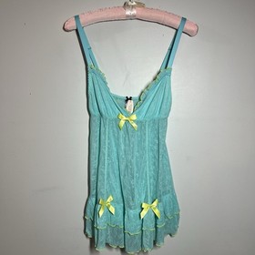 NWT &lsquo;10 Victoria&rsquo;s Secret Sexy Little Things Lace Babydoll Camisole Bows Teal