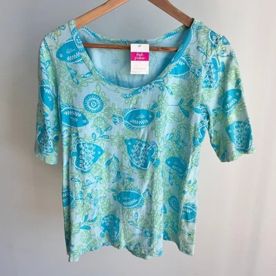 Fresh Produce Go Fish Hazy Days 1/2 Sleeve Top Shirt Women's Medium NWT - Image 1 of 4
