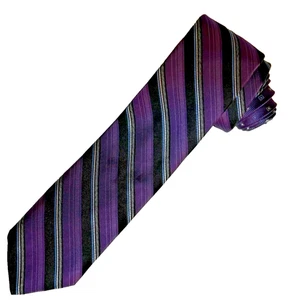 Cravatta uomo Jhane Barnes viola a righe 100% seta 3x60 vendita al dettaglio $59,50 nuova con etichette - Foto 1 di 12