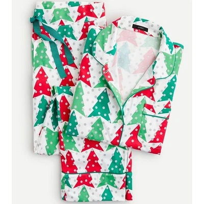 J. Conjunto de pijama tejido árboles festivos de vacaciones Crew $89,50 manga larga para dormir talla XS Foto 1 de 4