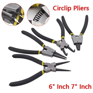 Circlip Pliers 6 Inch 7 Inch Internal External Straight Bent Nose Tip Snap Ring - Picture 1 of 19