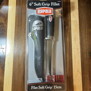 RAPALA 6" SOFT GRIP FILETIERMESSER MIT LEDERSCHEIDE UND SCHÄRFER NEU FISCHSPIEL - Bild 1 von 5