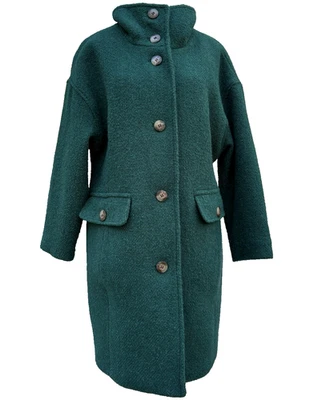 TALBOTS Boucle Wool Blend Dress Coat Size Small Forest Green Winter Outerwear - Image 1 of 4