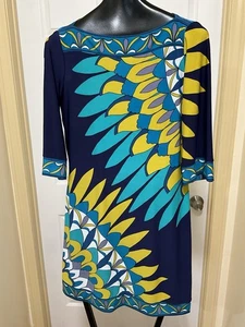 Women’s Donna Morgan 3/4 Sleeve Boat Neck Floral Geometric Dress 6 - Picture 1 of 7