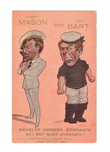 Vintage Postcard c1910 - Harry Mason & Lily Bart. Novelty Comedy Gymnasts. UK. - Picture 1 of 2