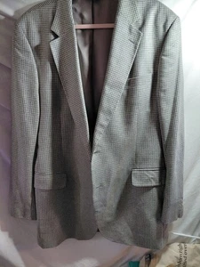 Jos A Bank Men's Brown Houndstooth 2 Button 100% Wool Sports Coat Blazer 44L EUC - Picture 1 of 15