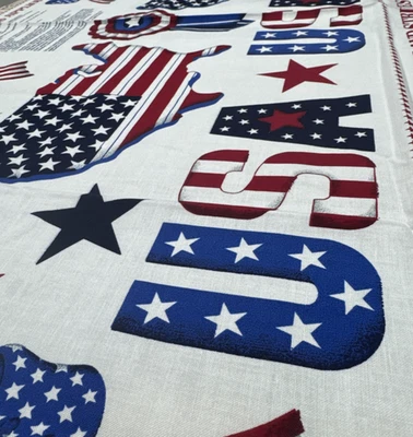 Patriotic Stars and Stripes Appliques Cotton Fabric Panel Cranston 44"by 18" #23 - Image 1 of 4