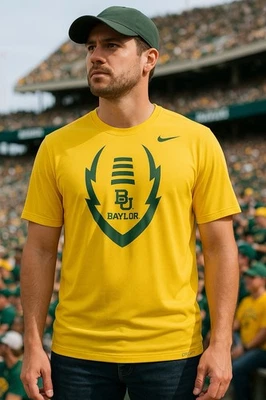 Baylor Bears Footbal Yellow & Green Men's Size Large Nike Dri-Fit T-Shirt - Image 1 of 4