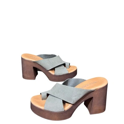 Sandalias de plataforma Donald Pliner para mujer Yelena Nubuc oliva talla 7 Foto 1 de 4