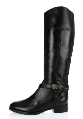 Women's TORY BURCH 211395 Black Leather Knee High Buckle Tall Boots Size 6 M NEW - Image 1 of 4