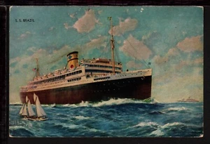 LINER SHIP POSTCARD c1930s S.S. BRAZIL (L060) - Bild 1 von 2