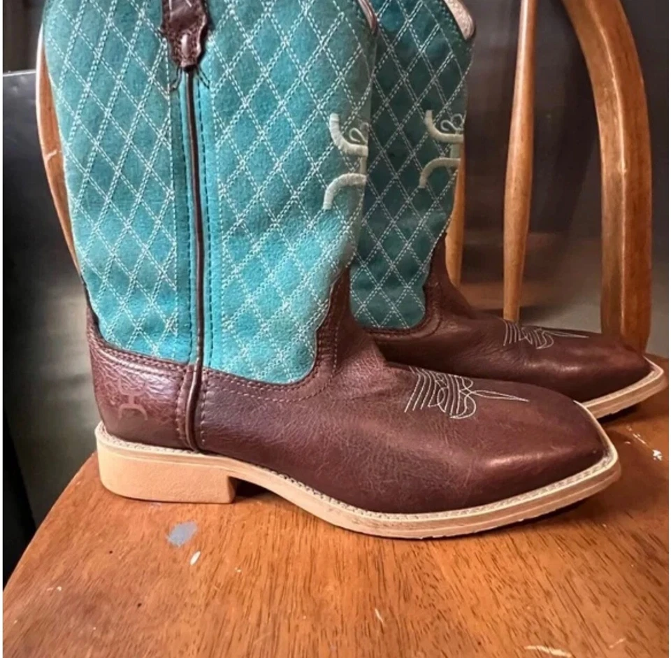Mujer’s Twisted X Marrón y Turquesa Botas Vaqueras Talla 8.5 Mujer’s/5.5 Juvenil Foto 1 de 4