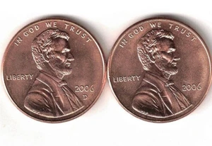2006 P & D Brilliant Uncirculated Two Lincoln cent coins! - Picture 1 of 2