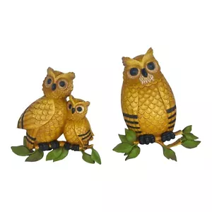 Vintage Homco Owl Family Wall Hanging Art USA 1975 #7403 2 pc Owls Set Decor - Picture 1 of 11