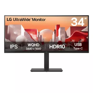 LG UltraWide 34BA75QE-B.AEK Quad HD IPS 60 Hz Height Adjustable Curved Monitor - Picture 1 of 5