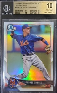 🔥ANDRES GIMENEZ🔥BGS 10🔥ROOKIE💎2018 Bowman CHROME💎REFRACTOR🔥2023 GOLD GLOVE