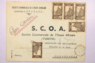 Cubierta de correo aéreo SCOA de Níger 1943 a Marruecos - L39206 Foto 1 de 2
