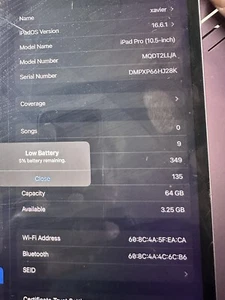 Apple Pro 10.5" A1709 64GB Space Gray Works Has Cracked Screen - Picture 1 of 15
