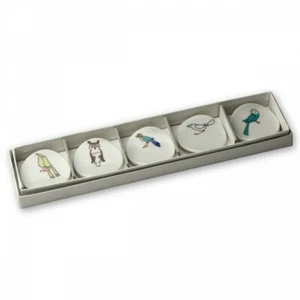 Hashioki Chopstick rest set Kutani Yaki porcelain Kutani-seal 5 Bird motif Japan - Picture 1 of 6