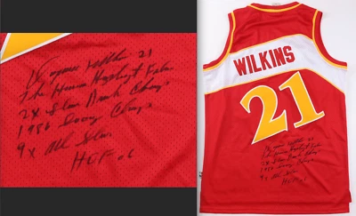 DOMINIQUE WILKINS SIGNED AUTO ATLANTA HAWKS ADIDAS HARDWOOD CLASSICS JERSEY PSA - Image 1 of 4