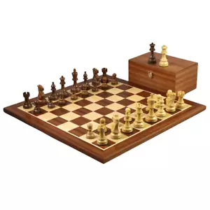 Juego de ajedrez de caoba de 20 pulgadas con piezas de ajedrez Staunton clásicas Sheesham ponderadas - Imagen 1 de 10