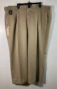 Pantalone uomo Haggar kaki grande e alto cool 18 vestibilità classica marrone 48 x 26" leggi nuovo con etichette - Foto 1 di 8