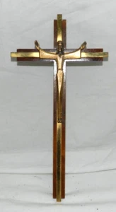 Antique Crucifix Wood And Brass Jesus Cross Object Religious Christianity - Picture 1 of 8