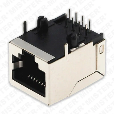 RJ-45 CONNETTORE ETHERNET A SALDARE PRESA FEMMINA 8 PIN A 90° 8P8C - Immagine 1 di 2